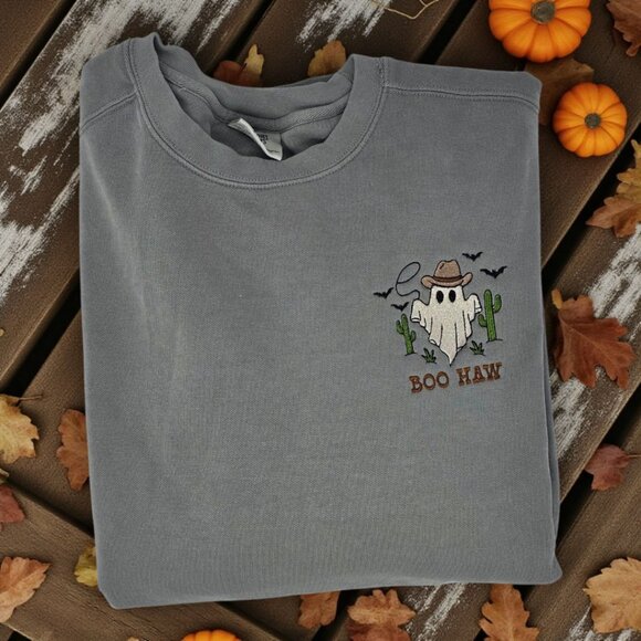 Boo Haw Embroidered Comfort Colors Crewneck - Picture 1 of 3